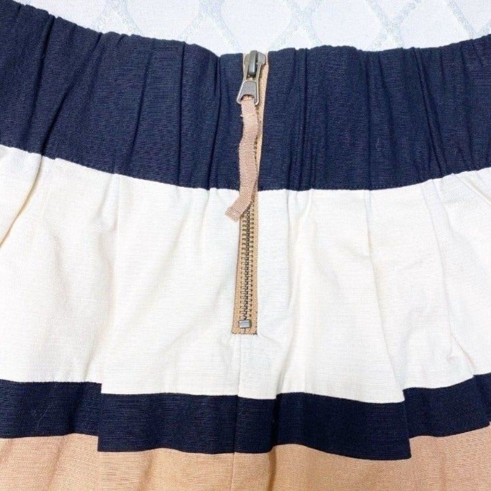 Anthropologie Striped A-line Mini Skirt Tan Black White - Picture 7 of 9